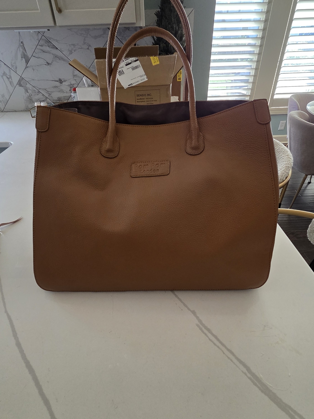 Pom Pom london Brown Leather Pebbled Tote